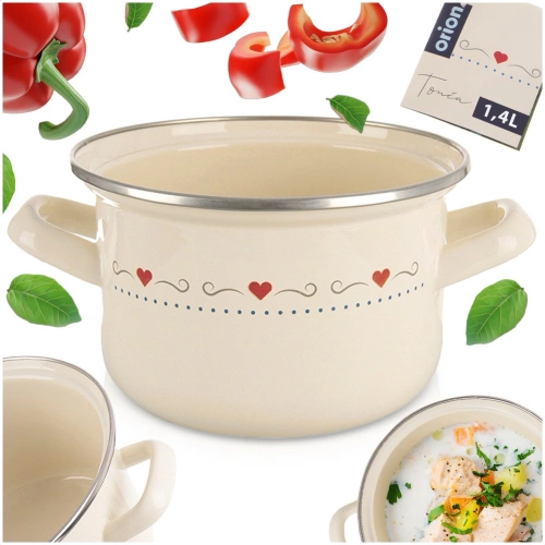 Garnek emaliowany kremowy TONCA 16 cm, 1,4 l
