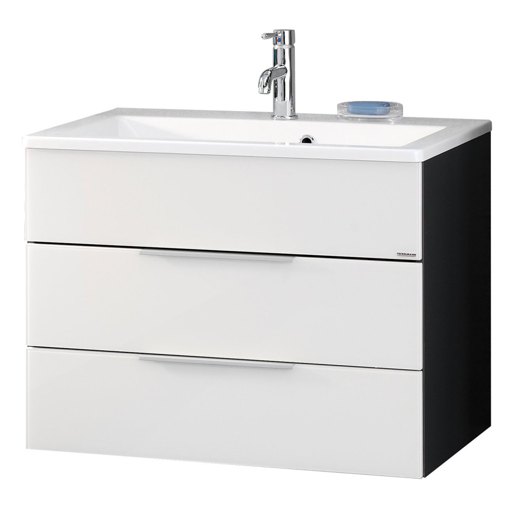 Szafka pod umywalkę antracyt + białe lakierowane szkło 79,4 cm Kara Fackelmann 80953