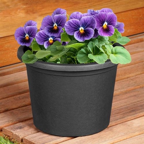 Doniczka ogrodowa plastikowa czarna okrągła 23 cm