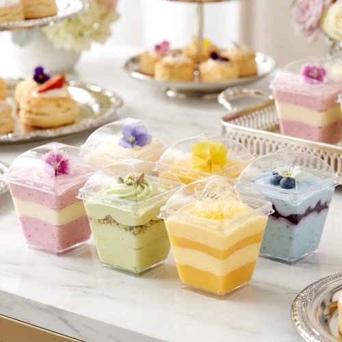 Pucharki na desery, przekąski z pokrywkami 180 ml 6 szt.