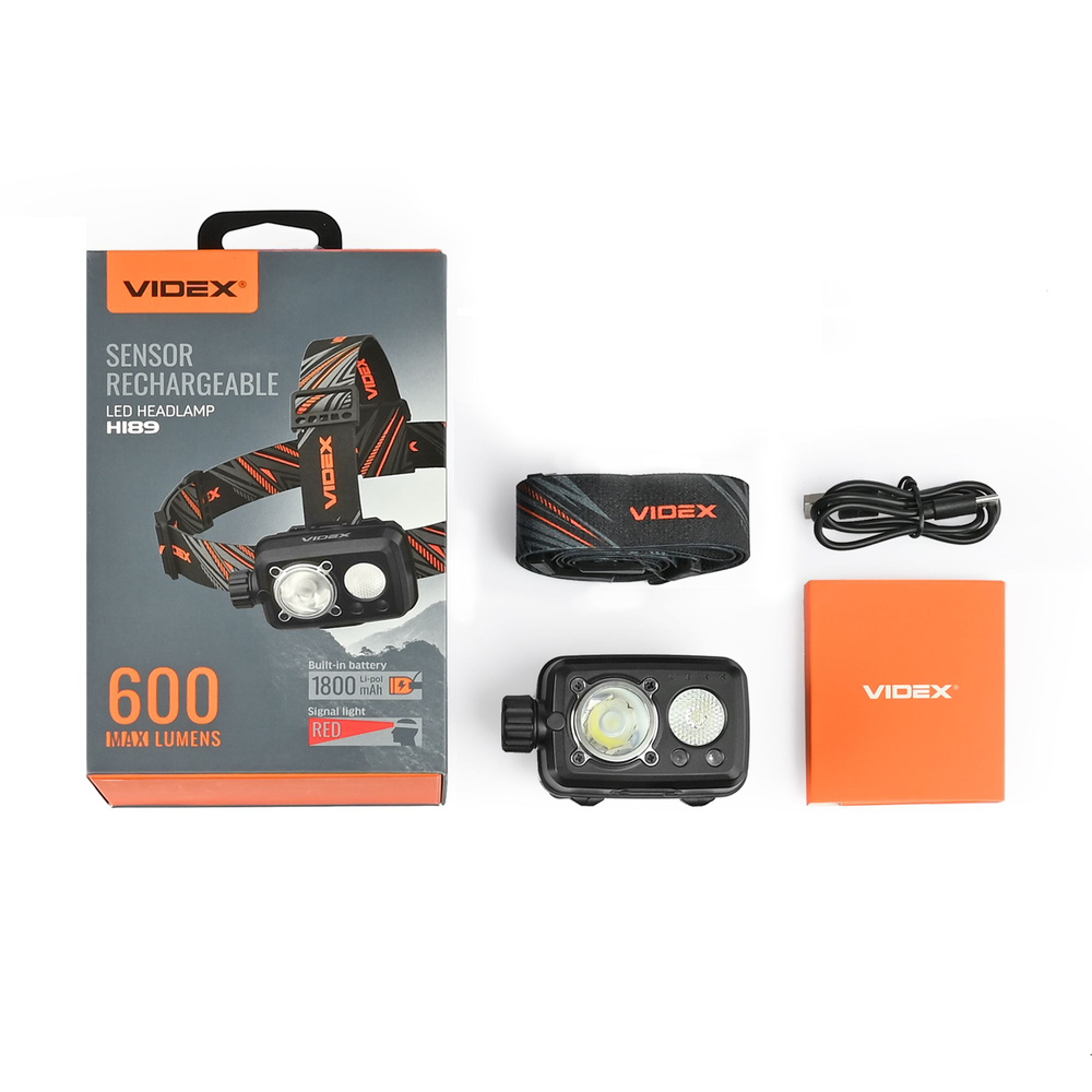 Latarka czołowa Videx LED 600lm IP55 sterowanie gestem 7 trybów zasięg 185m