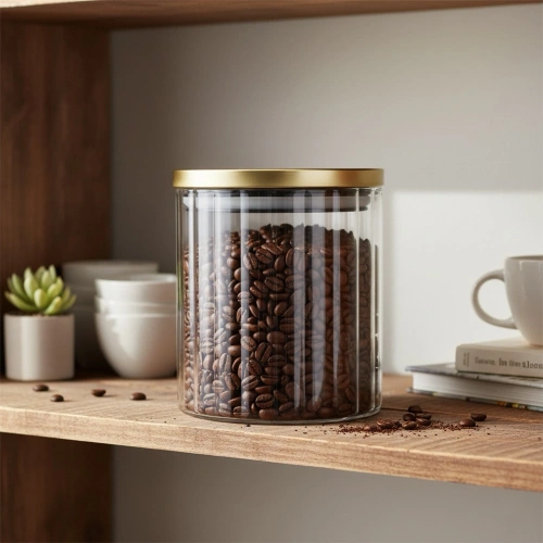 Pojemnik na produkty sypkie szklany z pokrywką i uszczelką 650 ml