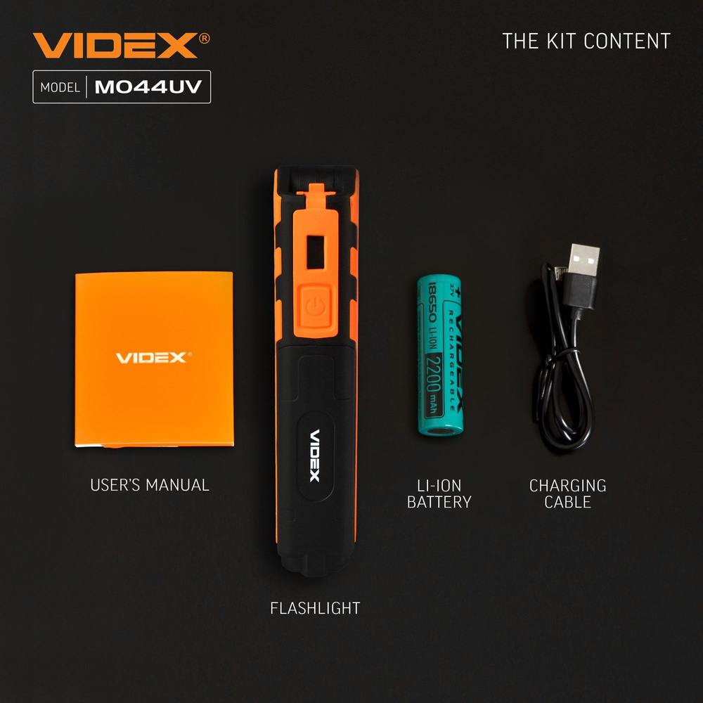 Wielofunkcyjna latarka Videx LED 400lm IPX2 4000k ściemnianie UV 4 tryby