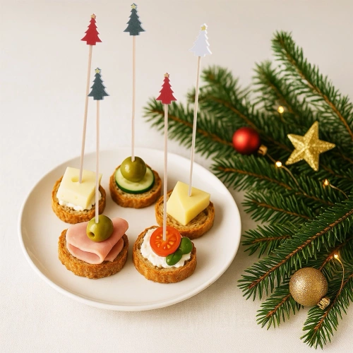 Wykałaczki do przekąsek bambusowe choinka 13 cm 20 szt.