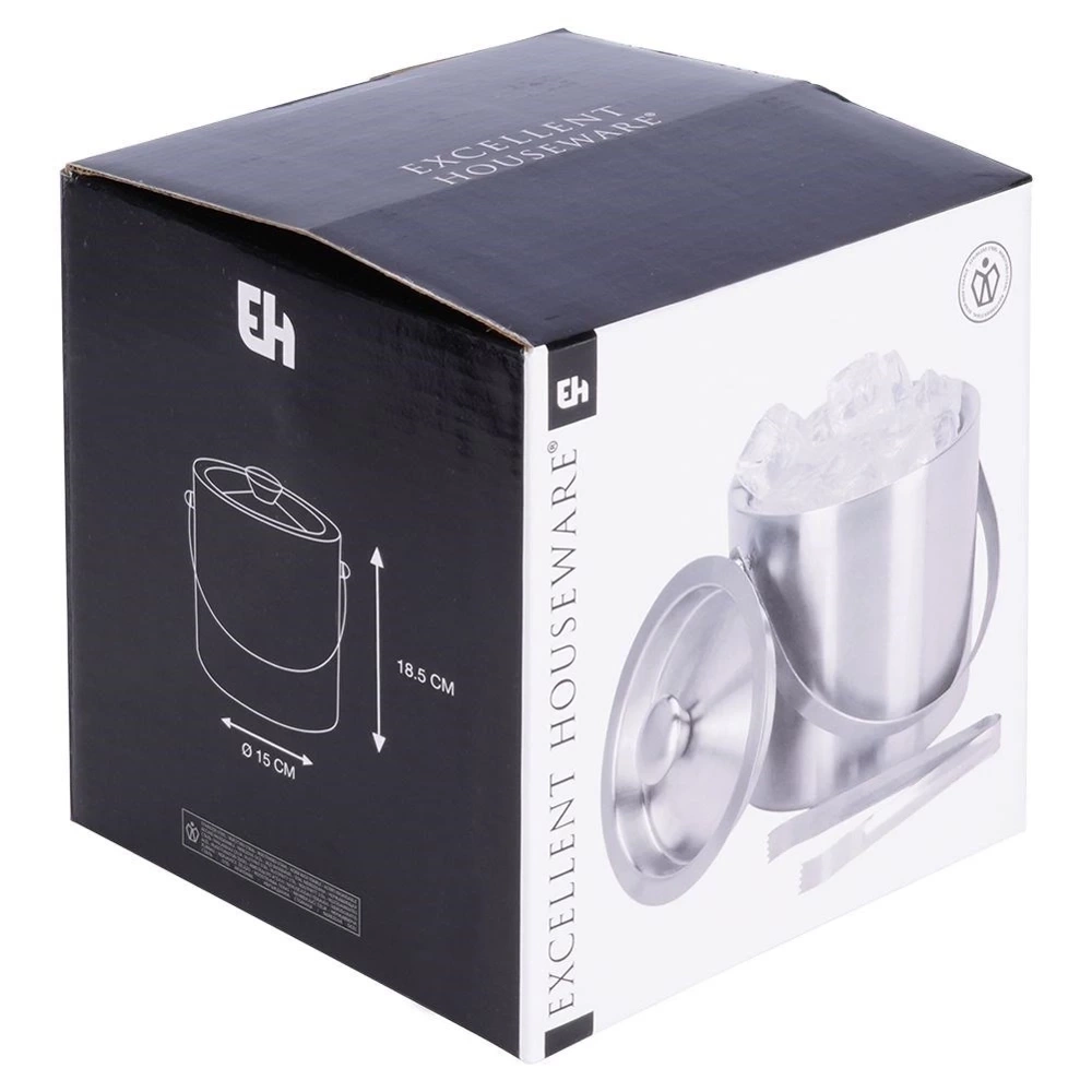 Wiaderko do lodu stalowe termiczne ze szczypcami