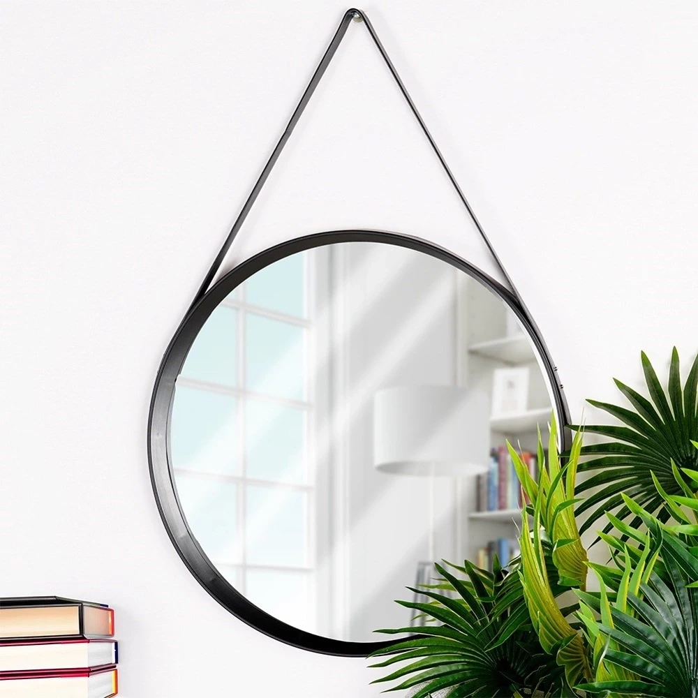 Lustro ścienne czarne okrągłe 52 cm