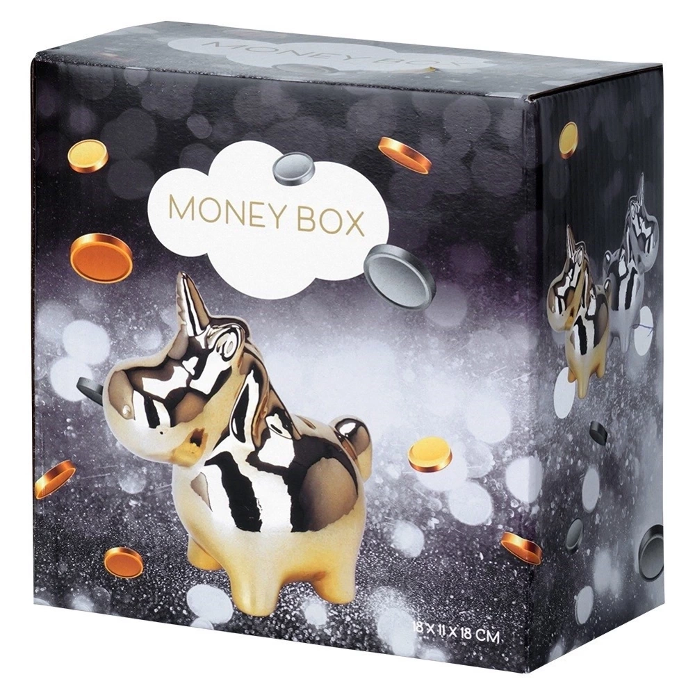 Skarbonka ceramiczna złota lustrzana 18x10,5 cm