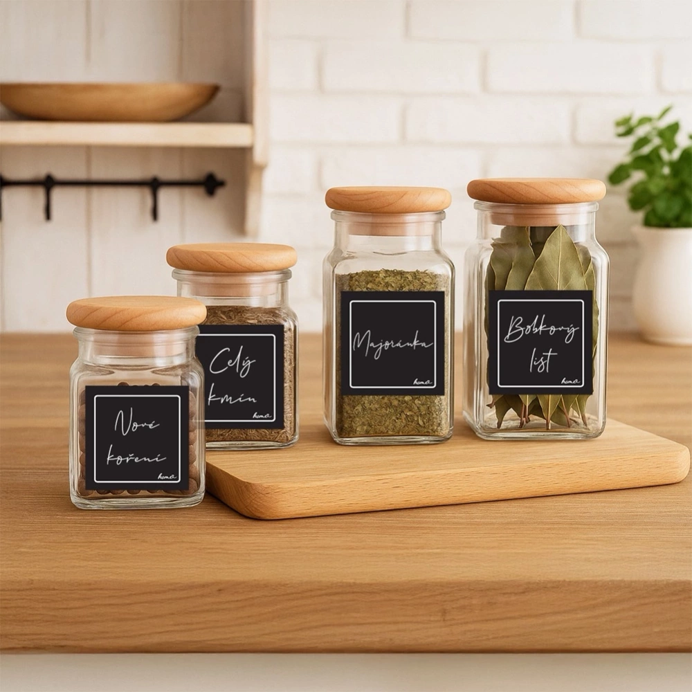 Etykiety samoprzylepne na słoiki czarne 24 szt.