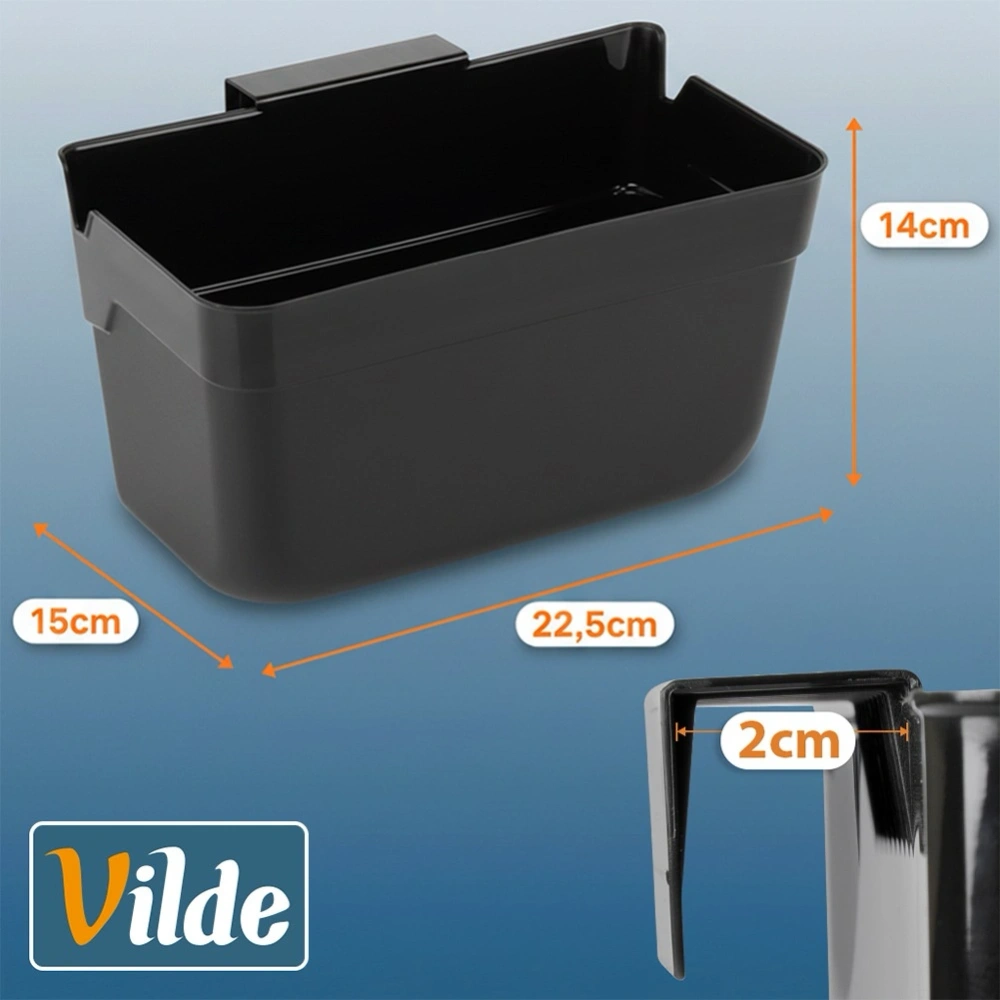 Pojemnik na obierki na drzwi czarny 2,5 l 22,5x15x13,5 cm
