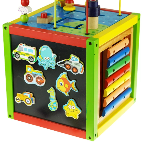 Drewniana duża kostka aktywności pętle motoryczne