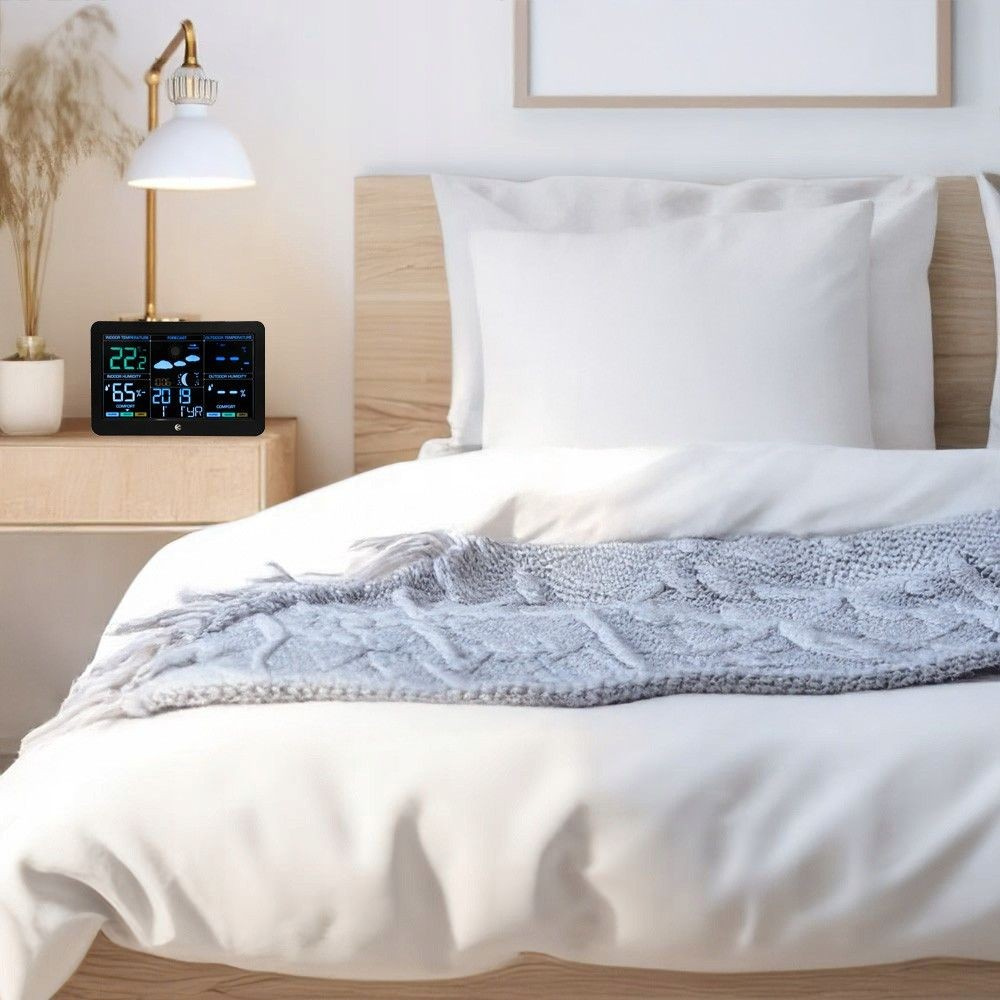 Bezprzewodowa stacja pogodowa termometr barometr zegar budzik prognoza