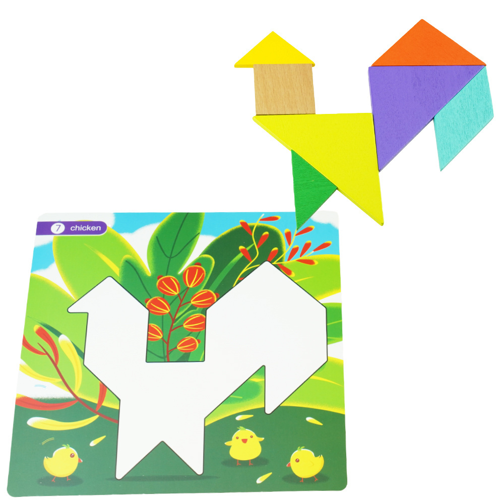 Kreatywna układanka edukacyjna mozaika Tangram klocki drewniane