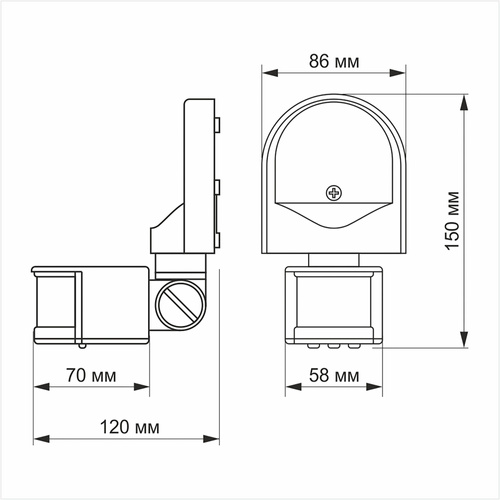 Czujnik ruchu i światła Videx podczerwień IP44 moc 1200W zasięg 12m 180°