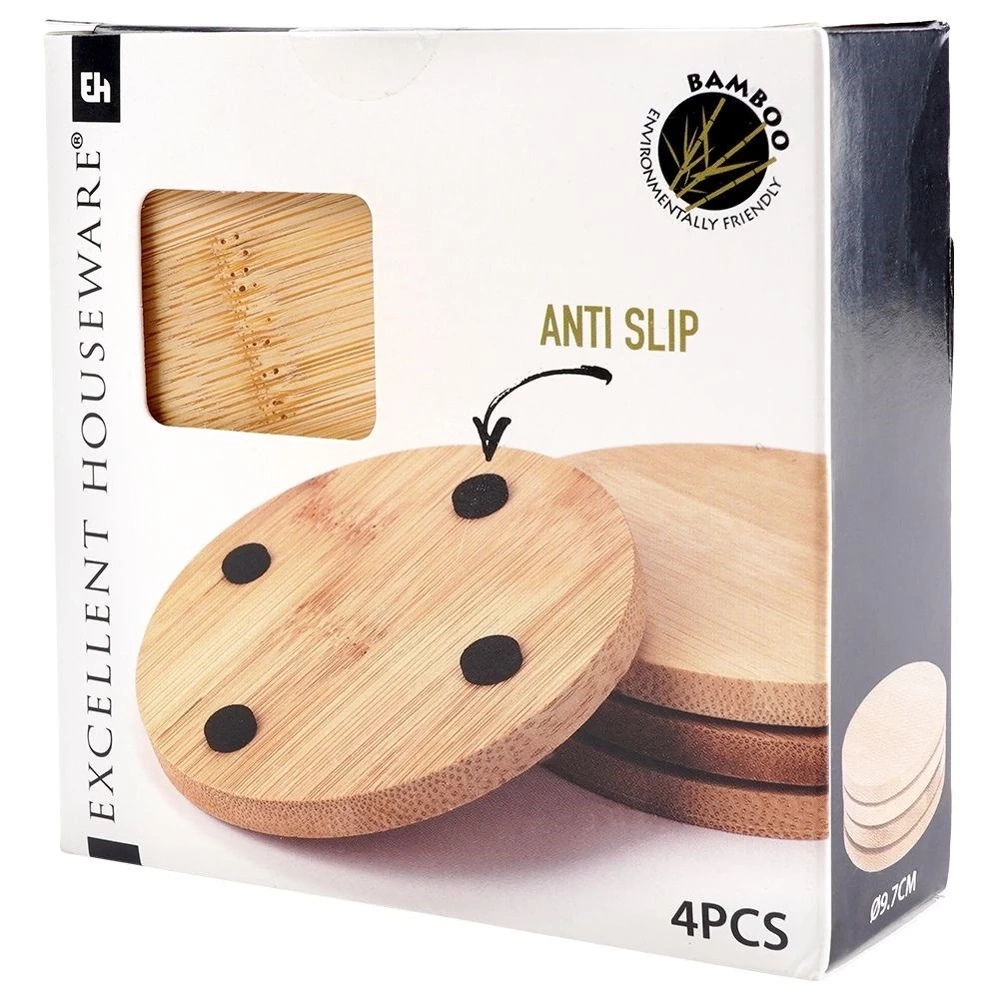 Podstawki pod kubek bambusowe 9,7 cm 4 szt.