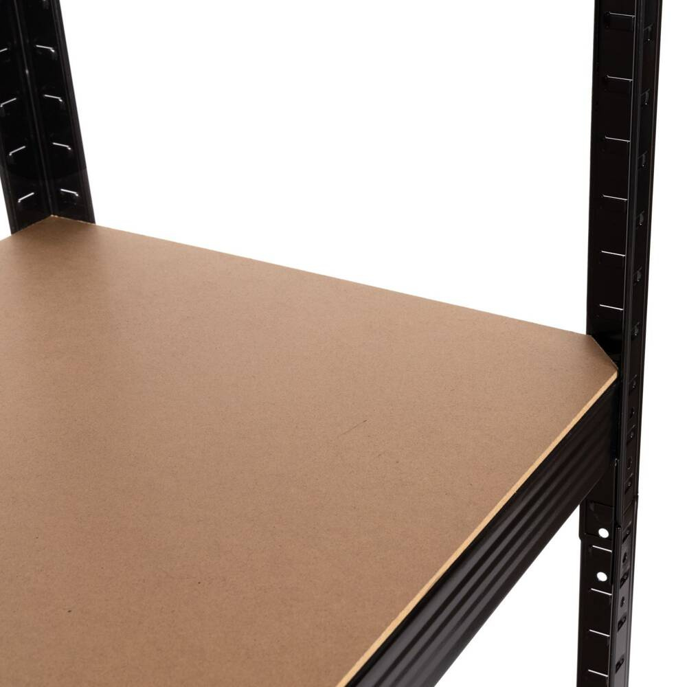Regał magazynowy metalowy czarny 2w1, 5 jasnych półek 180x90x40 cm