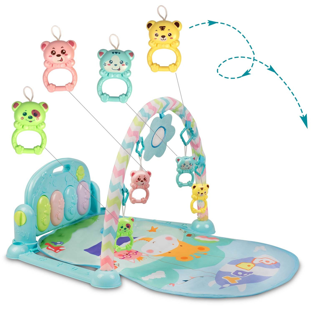 MaEdukacyjna mata interaktywna z pianinkiem i zabawkami dla maluchówata interaktywna edukacyjna z pianinkiem Ricokids - 7314