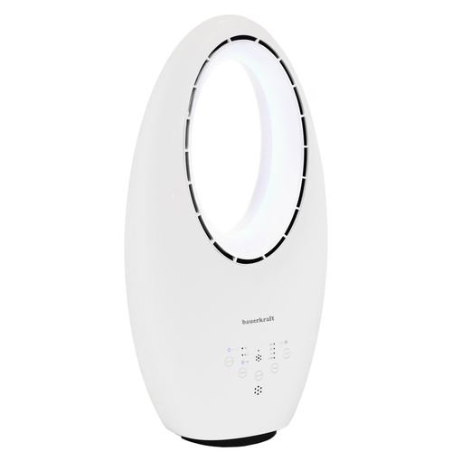 Nowoczesny wentylator stojący bezłopatkowy podłogowy pilot timer LED kolory biały 3 tryby obrotowy