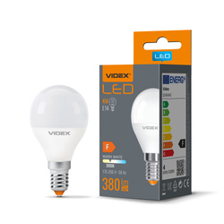 Żarówka LED E14 G45 Kulka 4W = 33W 380lm 3000K Ciepła Biel 240° Videx