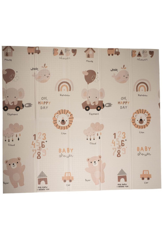 Dwustronna składana kolorowa edukacyjna piankowa mata dziecięca XXL 180x200 cm - misie i słoniki