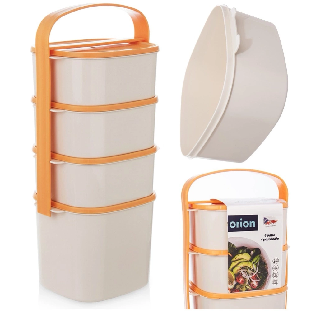 Menażka obiadowa plastikowa 4-poziomowa 2l, 3x1,15 l