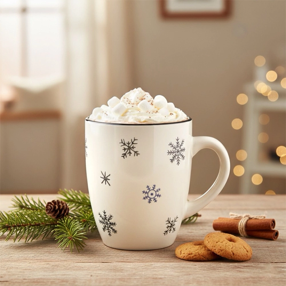 Kubek ceramiczny płatki śniegu 350 ml