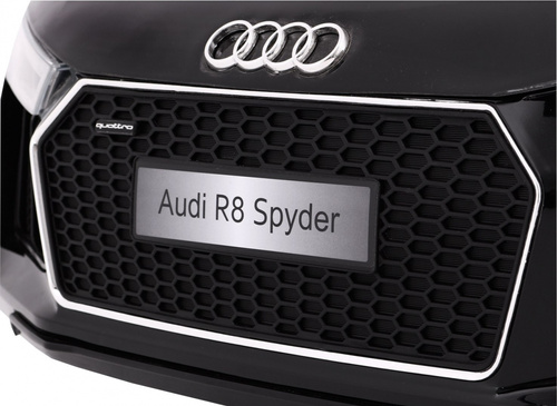 Audi R8 Spyder na akumulator Czarny + Pilot + EVA + Wolny Start + Radio MP3 + LED