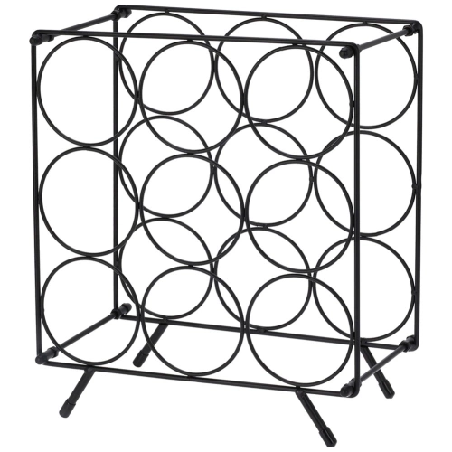 Stojak na wino metalowy czarny 9 butelek