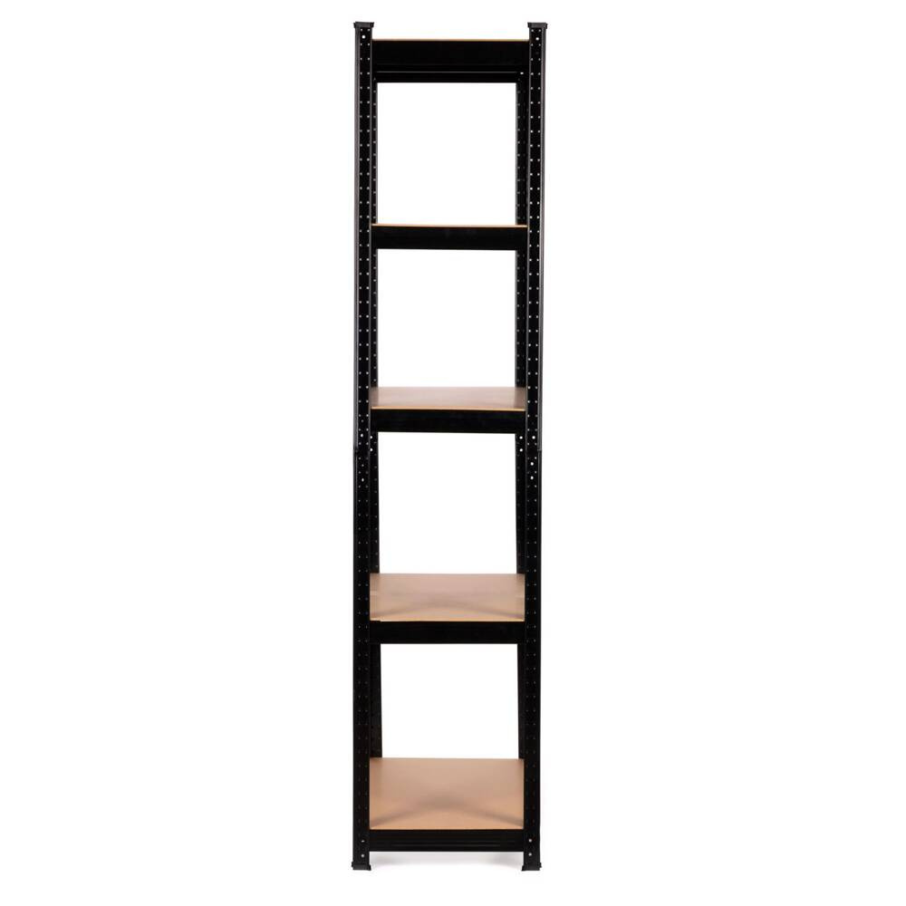 Regał magazynowy metalowy czarny 2w1, 5 jasnych półek 180x90x40 cm