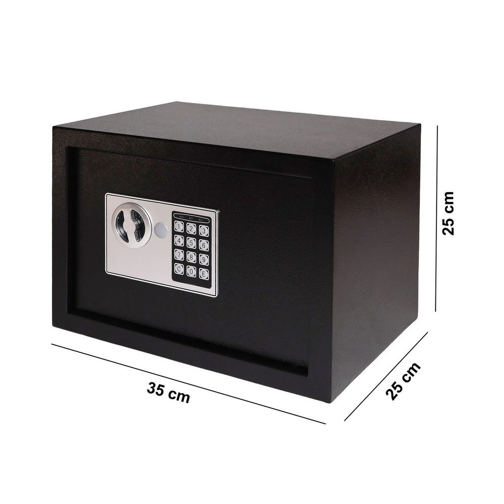 Sejf domowy biurowy zamek elektroniczny szyfrowy kluczyk kod XXL 35x25x25 cm