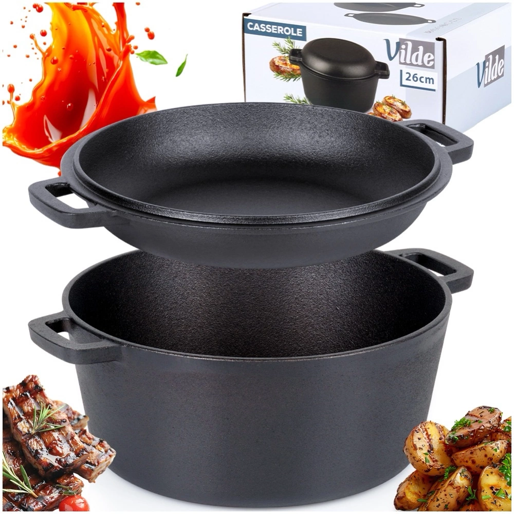 Garnek z pokrywką żeliwny 2w1 CAST LINE 26 cm, 4,5 l / 1,6 l