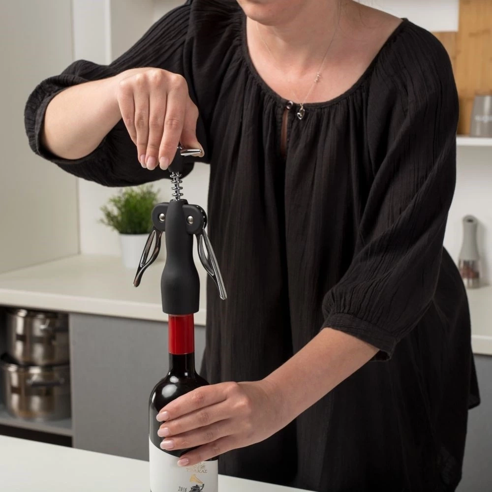 Korkociąg do wina stalowy czarny MISTY 18 cm
