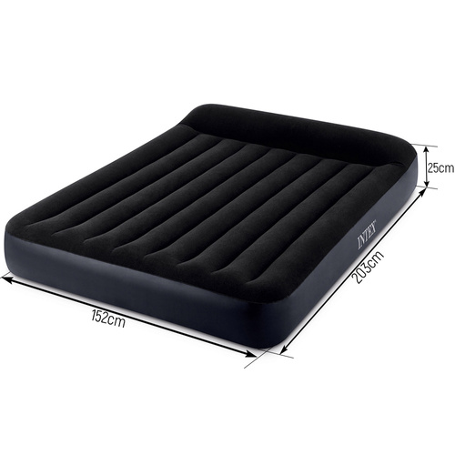 Materac dmuchany welurowy z pompką 152x203 cm Intex 64150
