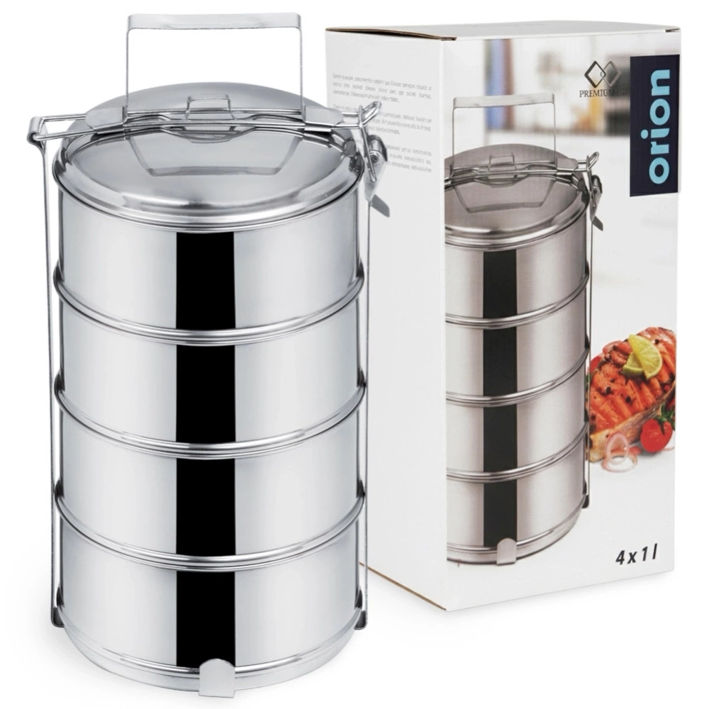 Menażka obiadowa stalowa 4-poziomowa 4x1 l