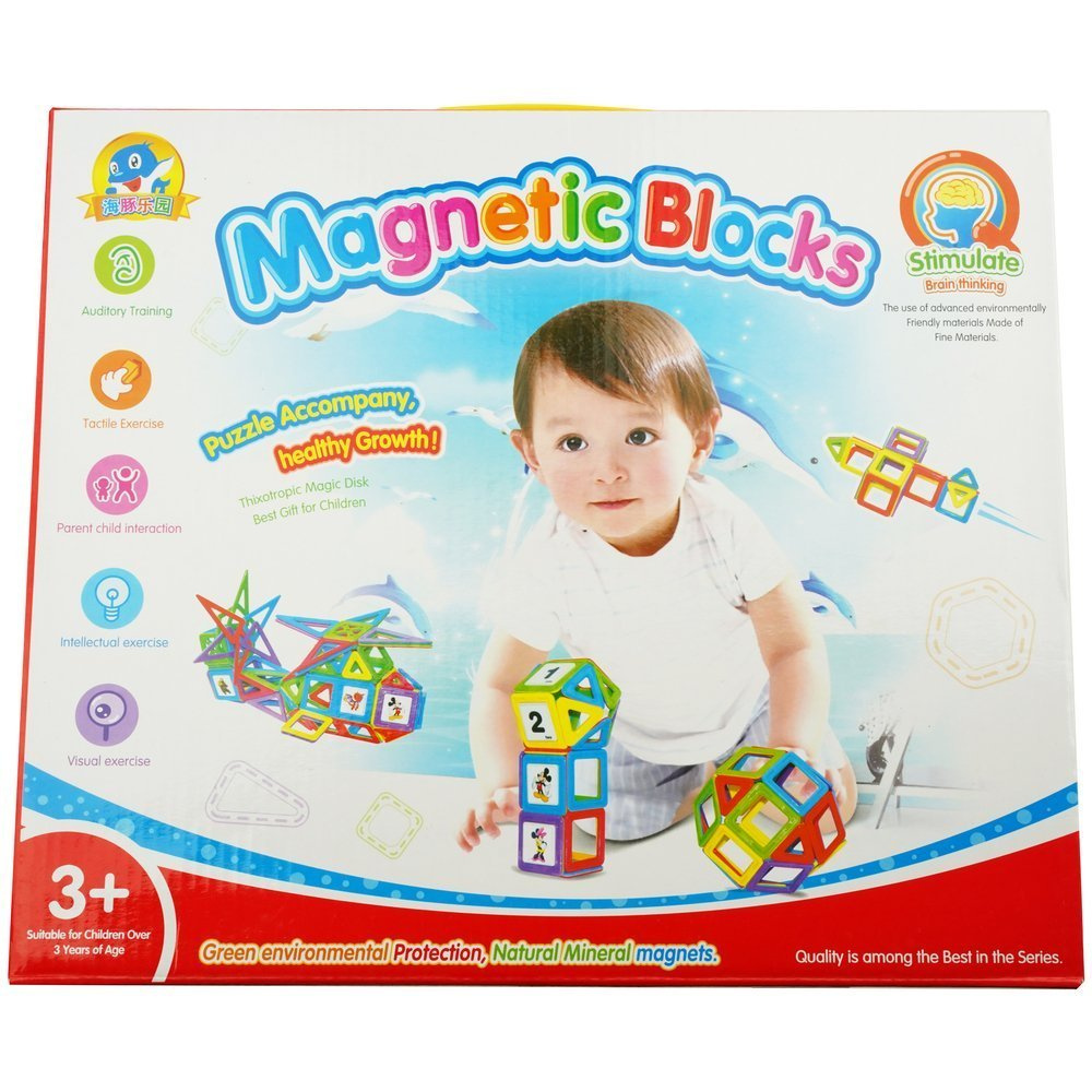 Klocki konstrukcyjne magnetyczne układanka płytki kolorowe półprzeźroczyste 24 szt