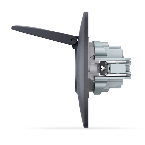 Gniazdo pojedyncze schuko z klapką czarny grafit BINERA