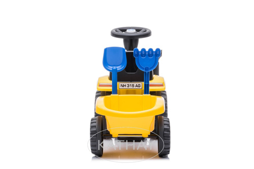 Jeździk odpychacz traktor z przyczepką i funkcjami dźwiękowymi oraz świetlnymi NEW HOLLAND żółty