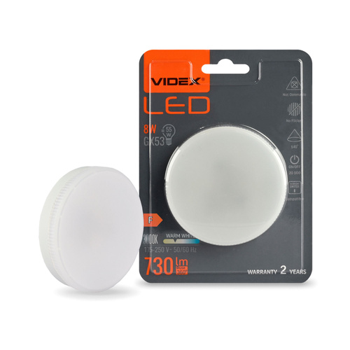 Żarówka LED GX53 8W = 55W 730lm 3000K Ciepła Biel 140° Videx