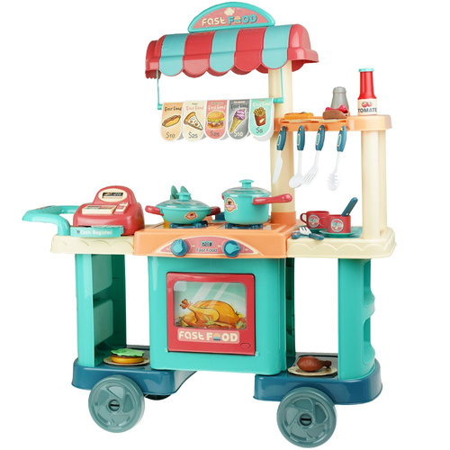 Duża kuchnia na kółkach kasa Fast Food+ Akcesoria dla dzieci