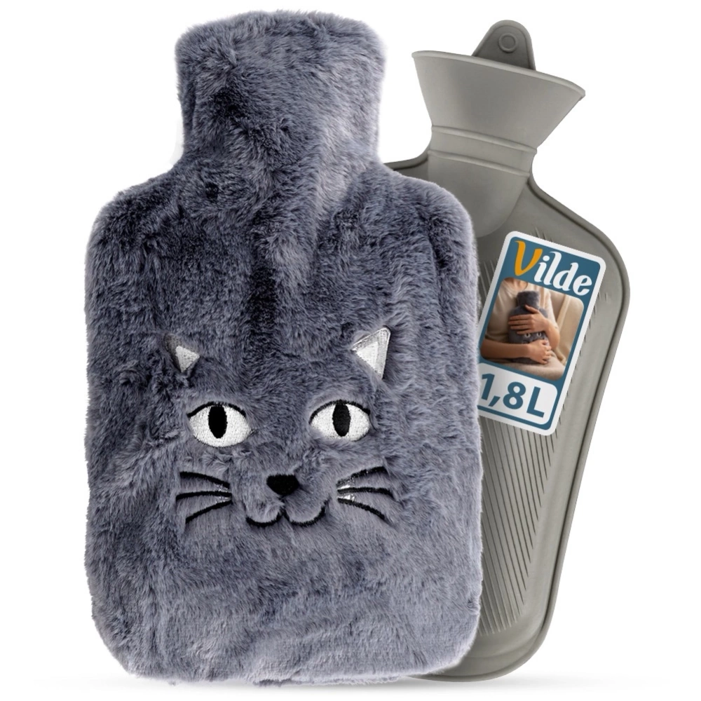 Termofor w pokrowcu szary kot 1,8 l