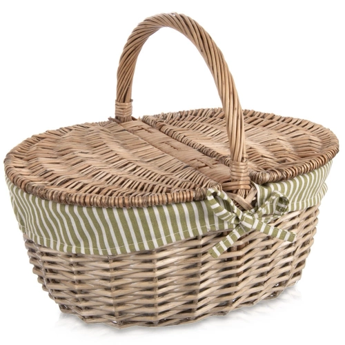 Kosz piknikowy wiklinowy zamykany 42x32x35 cm