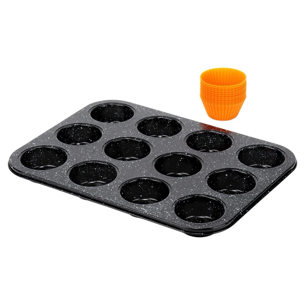 Forma do muffinek granitowa z foremkami silikonowymi 13 el.