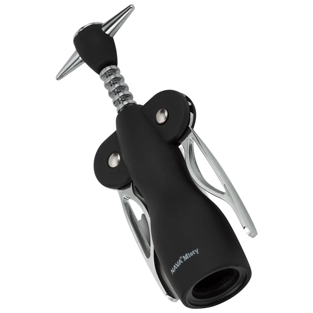 Korkociąg do wina stalowy czarny MISTY 18 cm