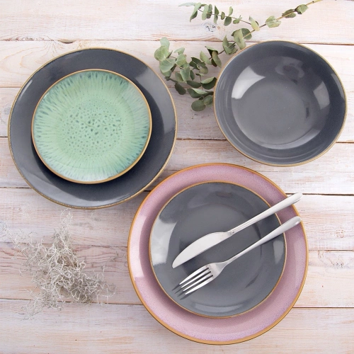 Talerz deserowy ceramiczny szary GLAZE 20,5 cm