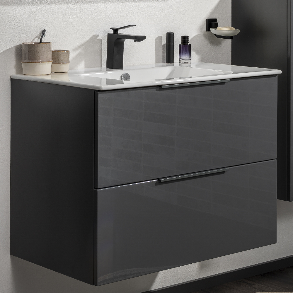 Szafka pod umywalkę antracyt 2 szuflady 80 cm Luna Fackelmann 87201