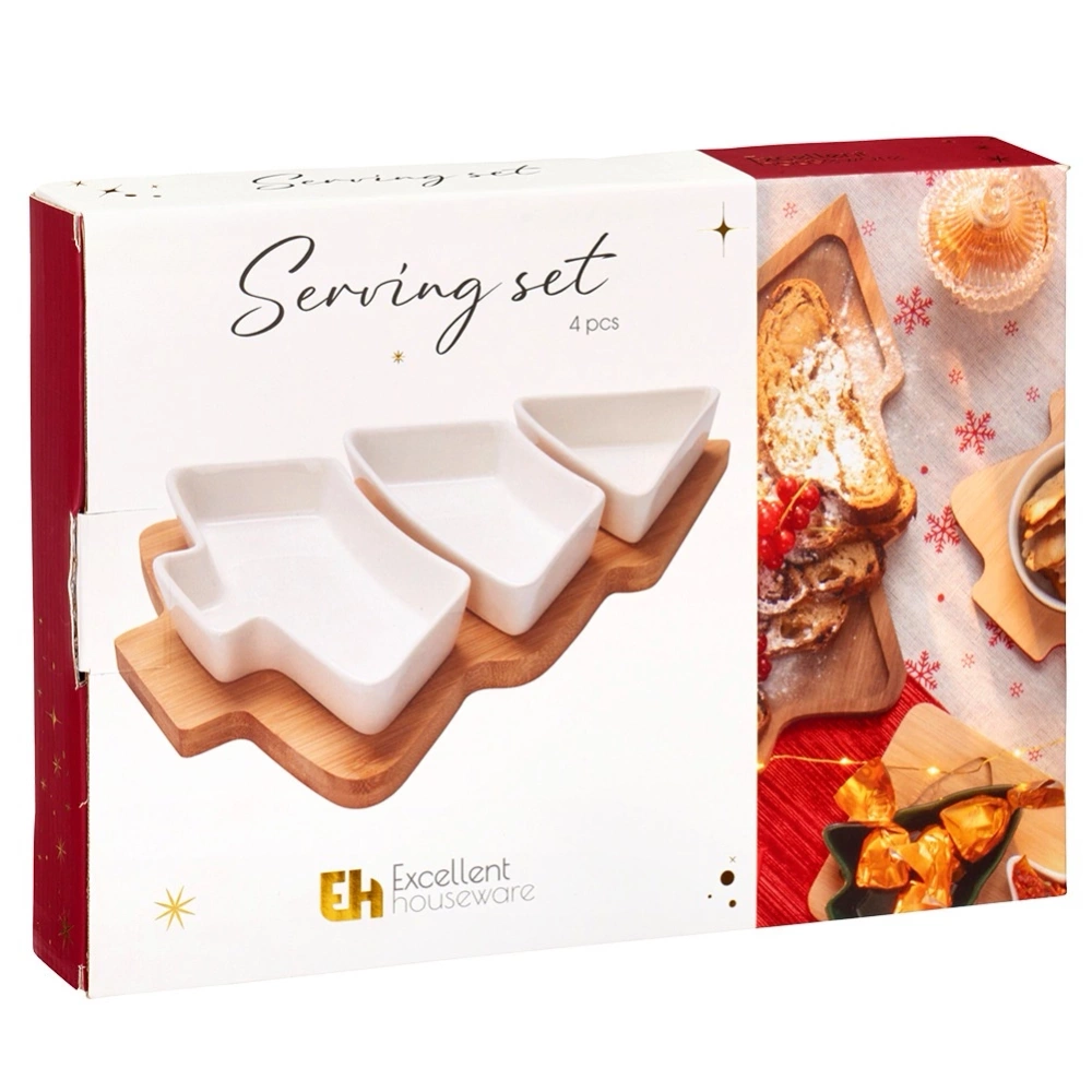 Miseczki na przekąski porcelanowe na tacy 4 el.