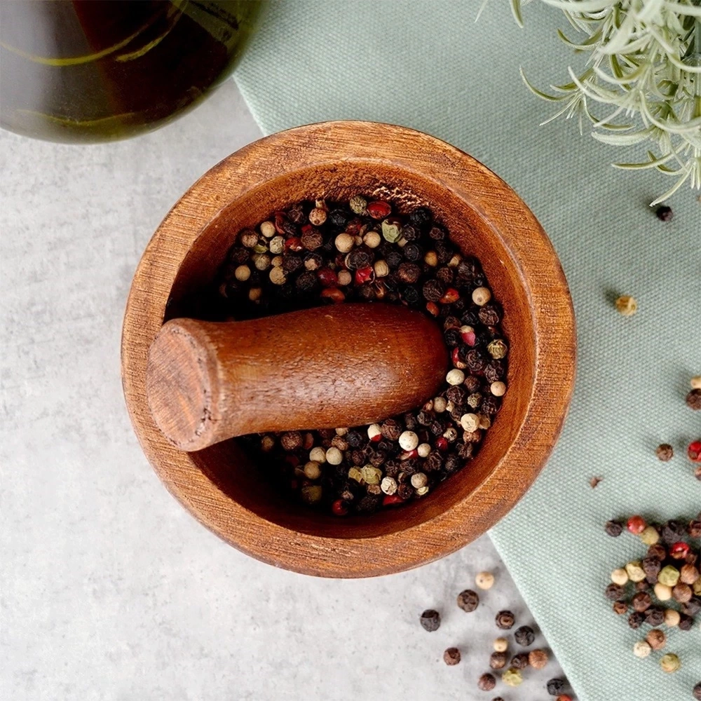 Moździerz do przypraw drewniany