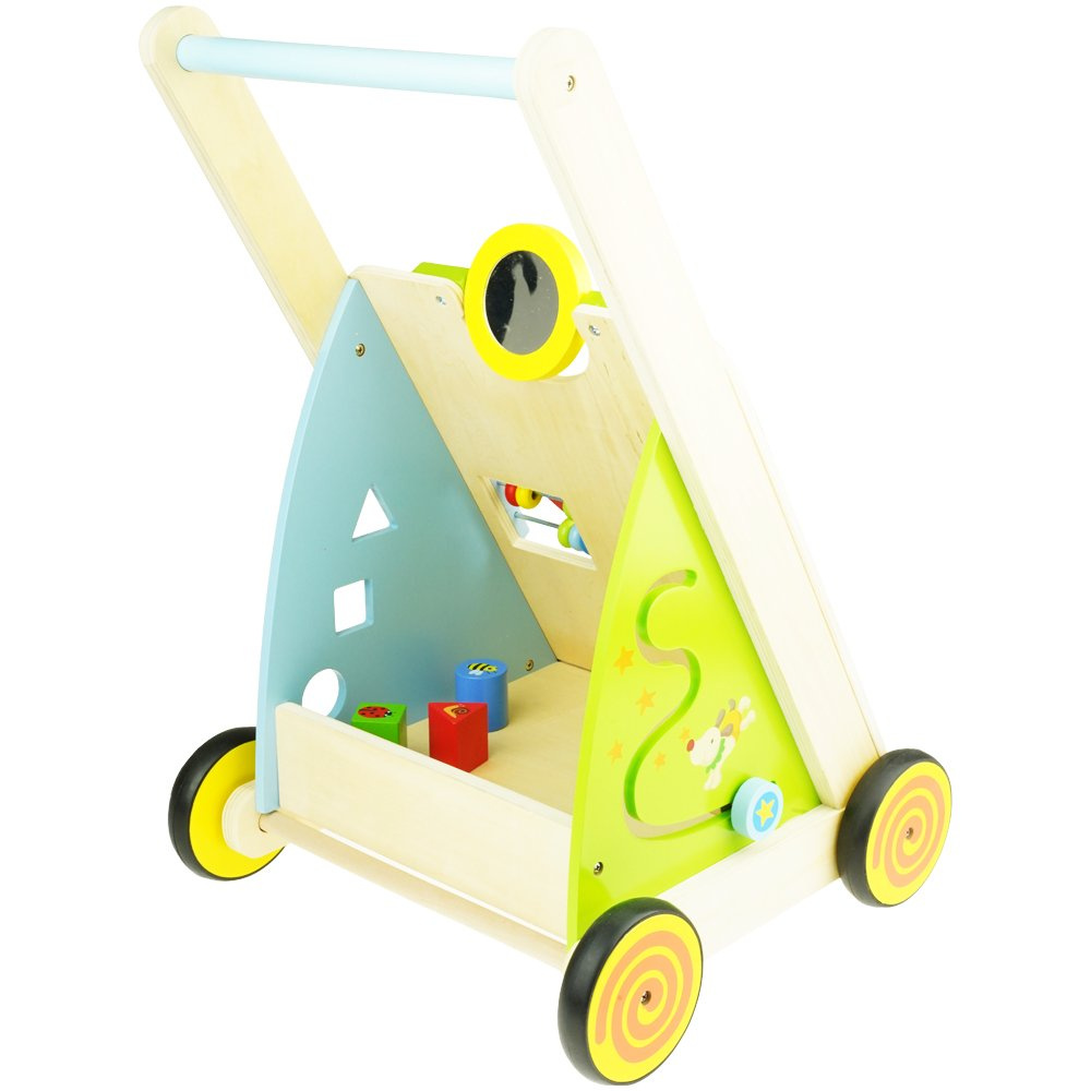 Pchacz chodzik drewniany sorter liczydło klocki edukacyjny 