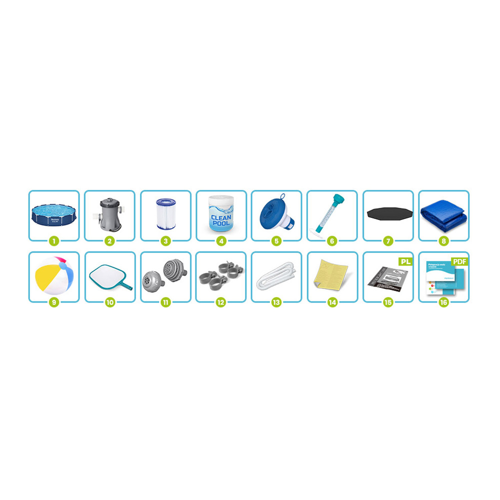 Basen ogrodowy stelażowy 366 x 76 cm zestaw 15w1 Bestway 56681
