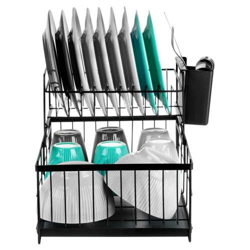 Suszarka na naczynia metalowa czarna 2-poziomowa 42x28x28 cm