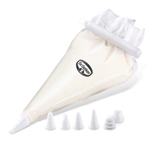 Worek cukierniczy jednorazowy z 4 końcówkami, 10 szt. Dr. Oetker